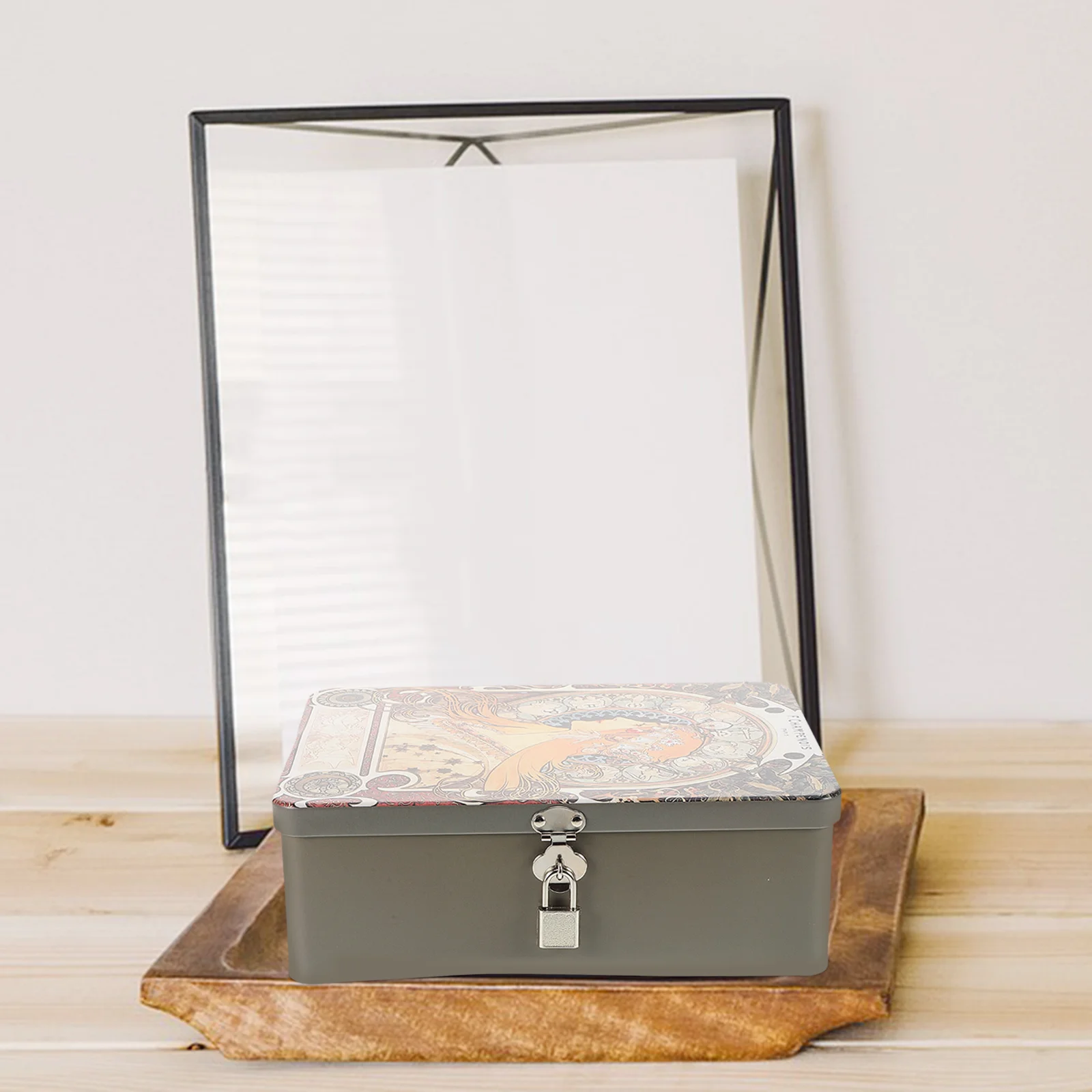 

Винтажная жестяная коробка для хранения с замком, небольшой футляр для ювелирных изделий, держатель для конфет, жестяной контейнер, органайзер для подарков на вечеринку, жестяная коробка с ручкой