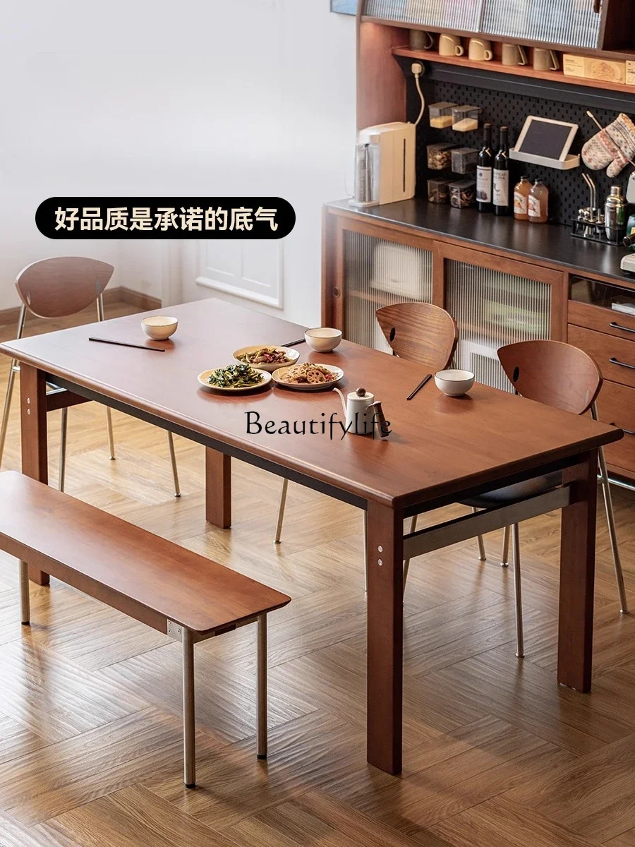 

yj39 Vintage Home Solid Wood Dining Table Mid-Century Style Large Board Workbench Long Table