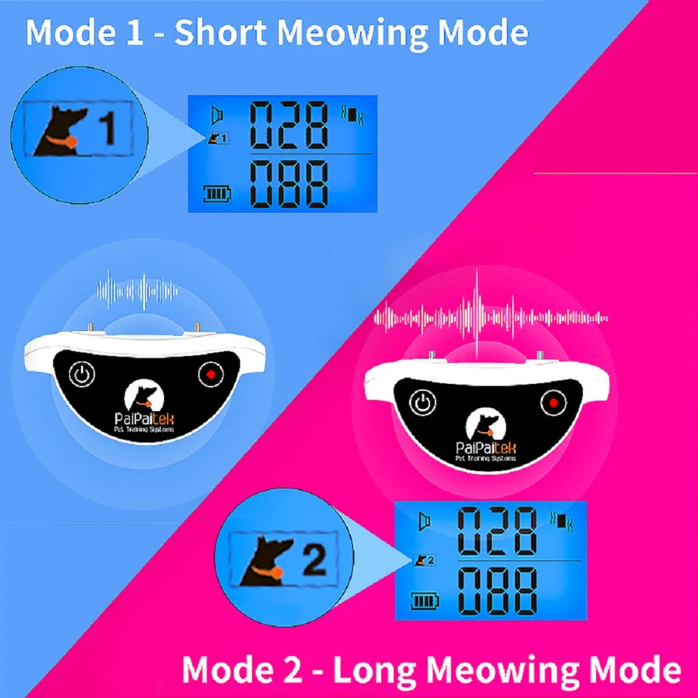 PaiPaitek Cat Training Collar for Cat Stop Meowing,Cat Shock Collar with Remote,Remote Training&Auto Anti-Meow Collar