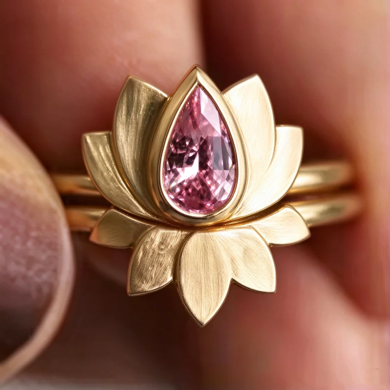 2 Stück handgeschnitzter, lotusförmiger, synthetischer Zirkonia-Ring, exquisiter kreativer Ring für Frauen, eleganter, modischer Festival-Bankett-Schmuck, Geschenk