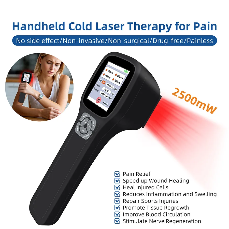 NEW2026 Professional Cold Laser Therapy Equipment with 980nm 905nm 808nm 650nm Wavelength 2.5W for Arthritis Back Knee Pain Reli