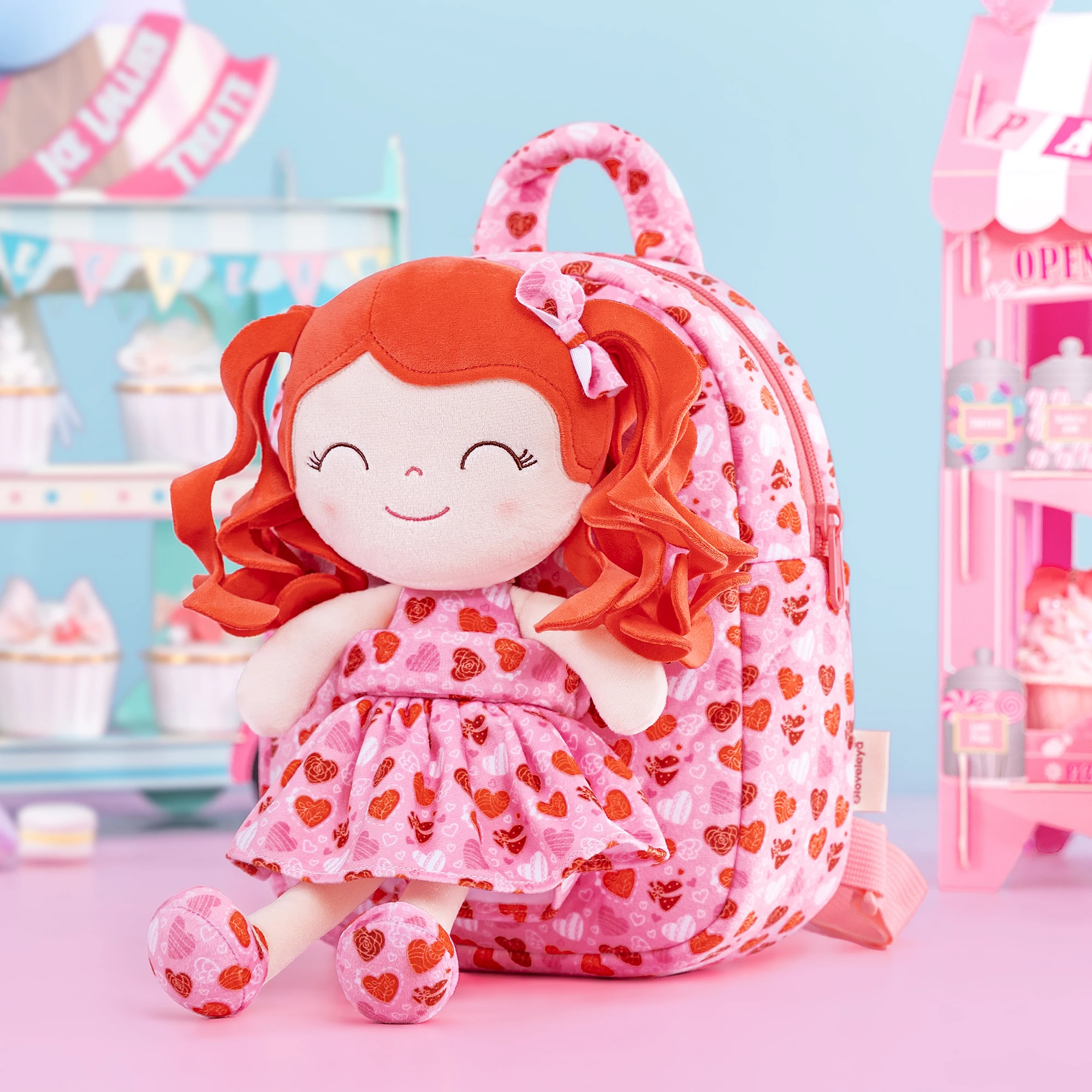 Gloveleya Plush Backpack Curly Hair Dolls New Design Love Gift Series Toys for Christmas Gifts Baby Shower Presents 30cm