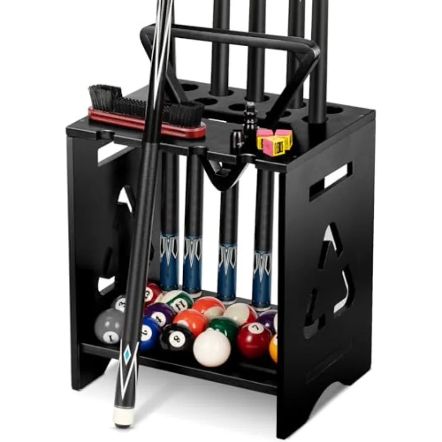 

Pool Stick Holder Floor Stand - Hardwood Solid Wood Pool Cue Rack for 10 Cues, Billiard Cue Holder with Pool Table Accessory Or