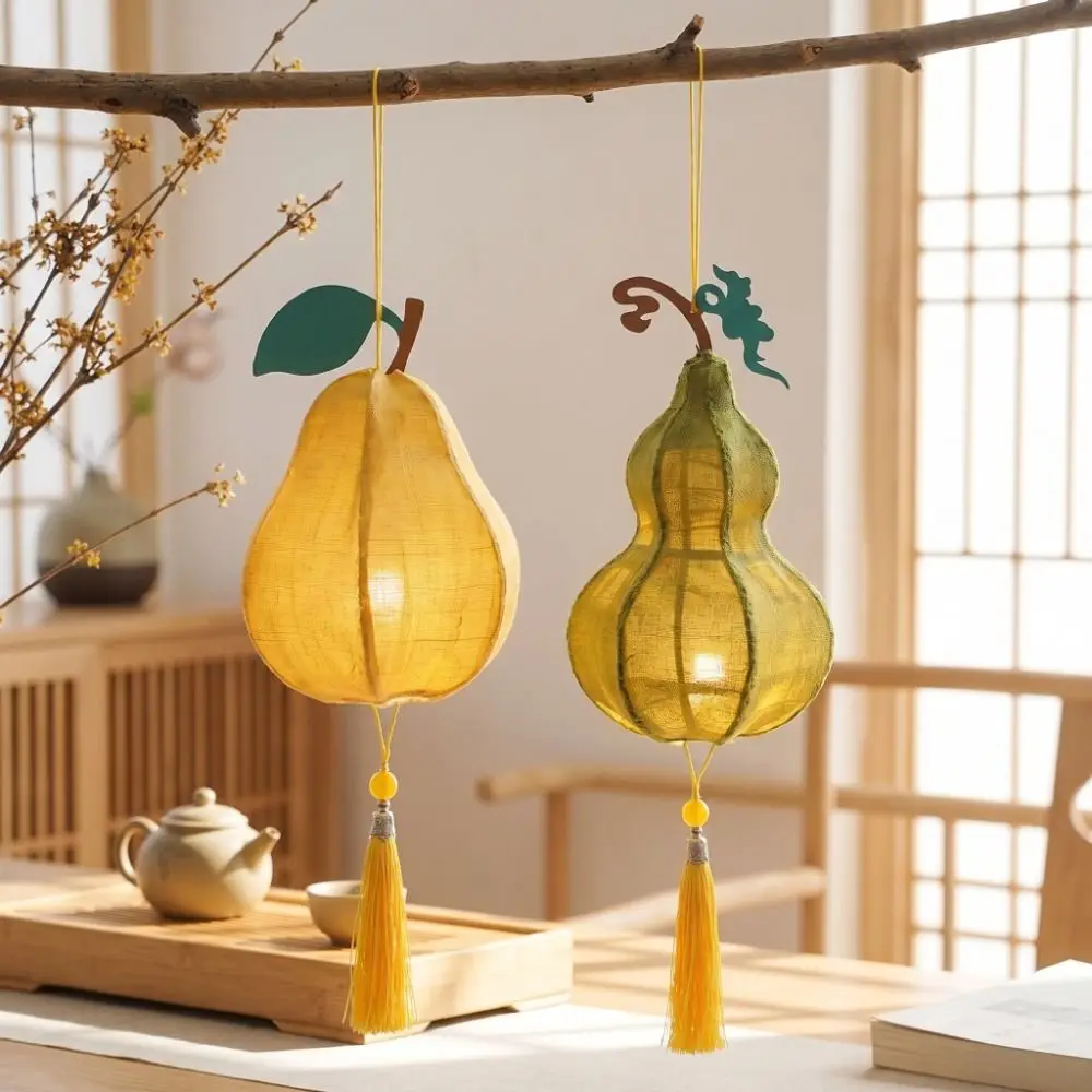 Kit de Fabricación de Linternas de Tela con Forma de Pera para el Festival de Medio Otoño, Material para Hacer Linternas de Estilo Chino con Borlas de Frutas