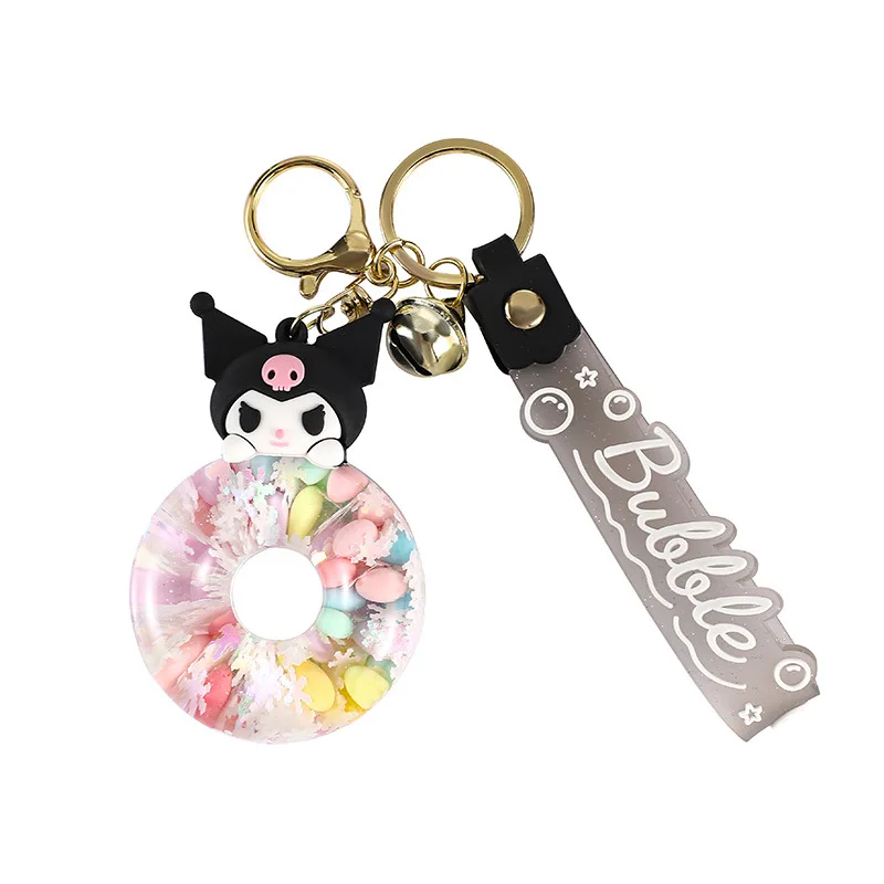 قلادة سيارة على شكل سلسلة مفاتيح من مينسو دونات، حقيبة زجاجات رملية صغيرة، قلادة حلقة سلسلة مفاتيح
