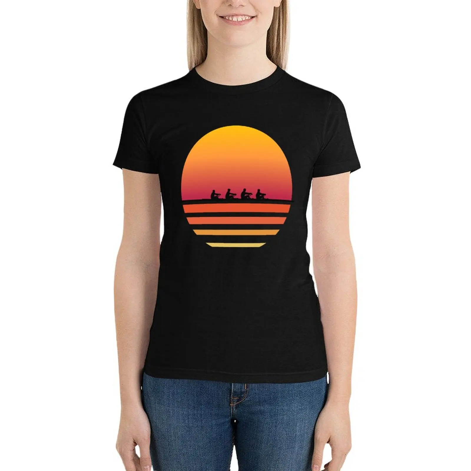 Rowing Team Sunset Lake Art | Cute Crew Sport Art Gift T-Shirt hippie clothes kawaii clothes T-shirts for Women
