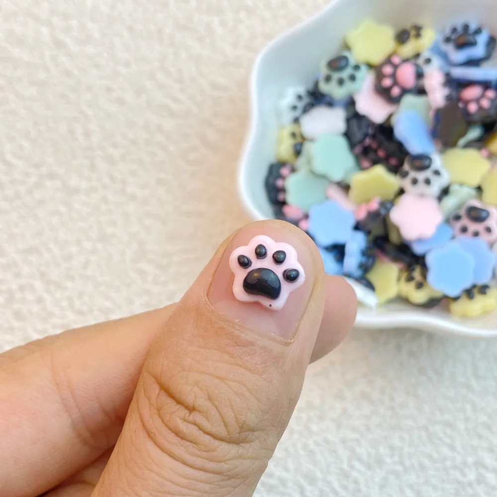 50Pcs New Cute Resin Mini Cartoon Animals Cat's Paw Series Flat Back Manicure Parts Embellishments For Hair Bows