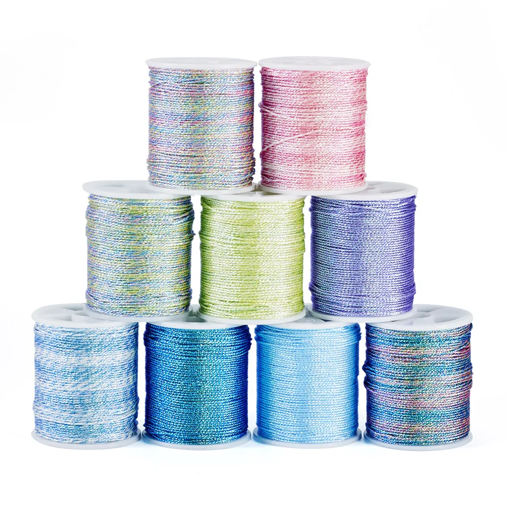 

9Roll Rainbow Color 9-Ply Polyester Sewing Thread Embroidery Home Needlework Tools for DIY Clothes Sewing Bracelets Accessories