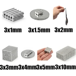 超強力永久丸型磁気ディスク、ndfeb、50-1000個、3x1、3x1.5、3x2、3x3、3x4、3x5、3x10mm