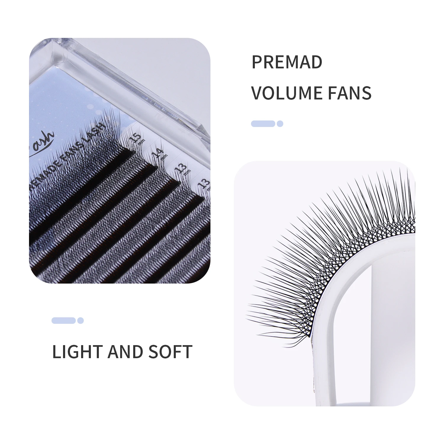 GLAMLASH C/D/L/LU/M Camellia 4D 5D W Eyelash Extensions Wholesales Premade Volume 12 Rows W Style Individual Lash Natural Soft