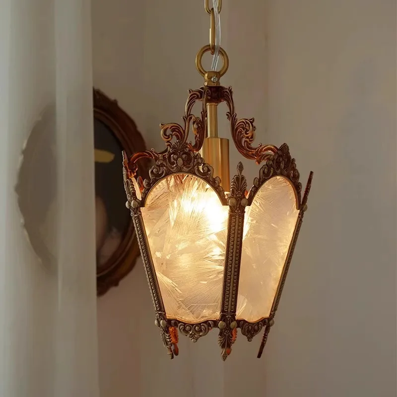 American retro all-copper ice glass small light balcony aisle entrance light c