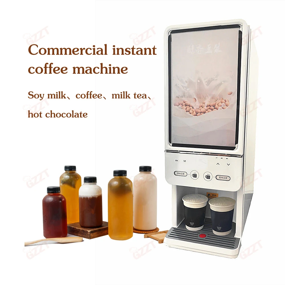 

GZZT Commercial Instant Beverage Machine Vending Machine Coffee Maker 2 Buckets Soy Milk/Coffee/Milk Tea/Hot Chocolate 220-240V