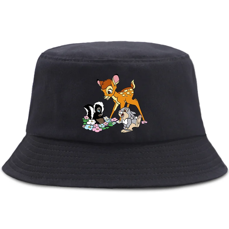 Anime Bambi Parent-child Bucket Hat Kids Summer Panama Bucket Cap Women Men Hip Hop Harajuku Fisherman Hat