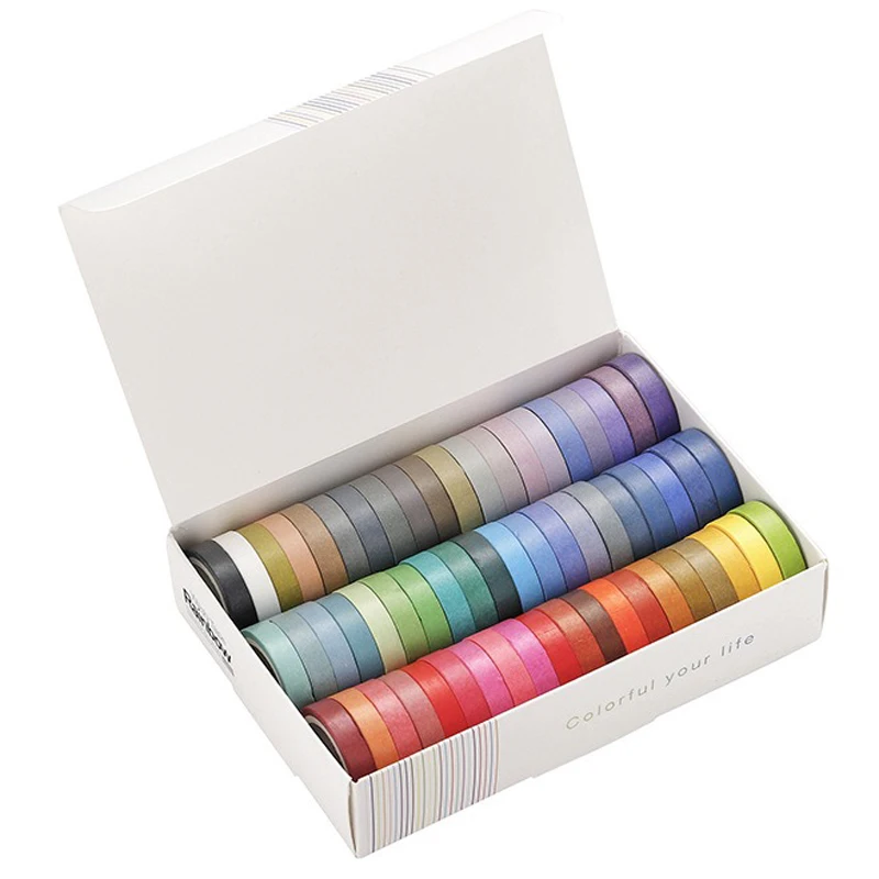 60 Rolls Rainbow Colored Washi Tape Set 8mm skinny Masking Tapes For Scrapbooking Journaling Planner Notebook Decoration