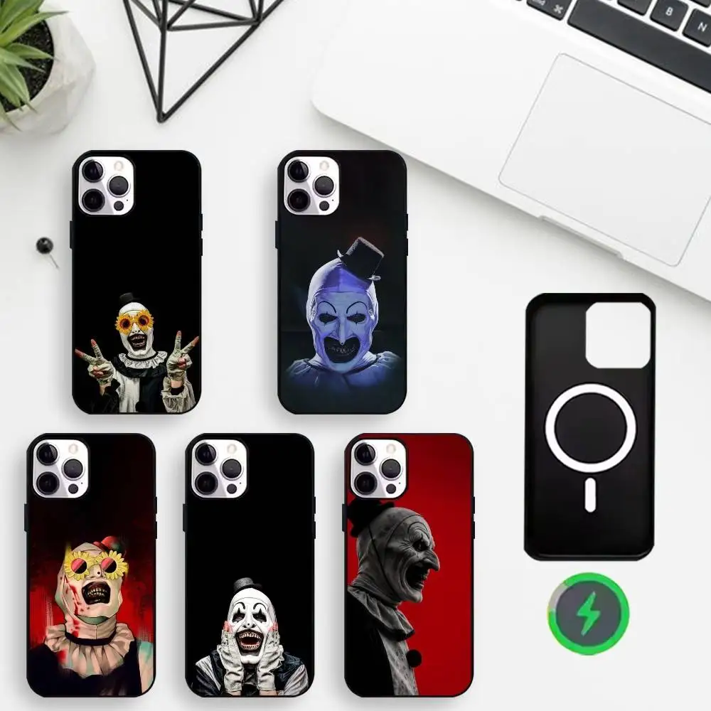 

Horror Movie Terrifier Phone Case For iPhone17,16,15,14,13,12,Wireless charging protective case soft cover