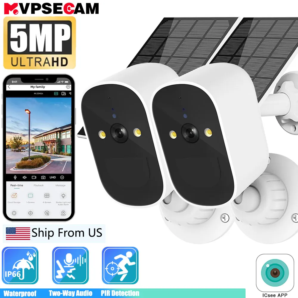 5MP HD Surveillance Solar Camera Wireless WiFi Security Battery Powered IP Camera Home Survalance Protection Rechargeable ICsee