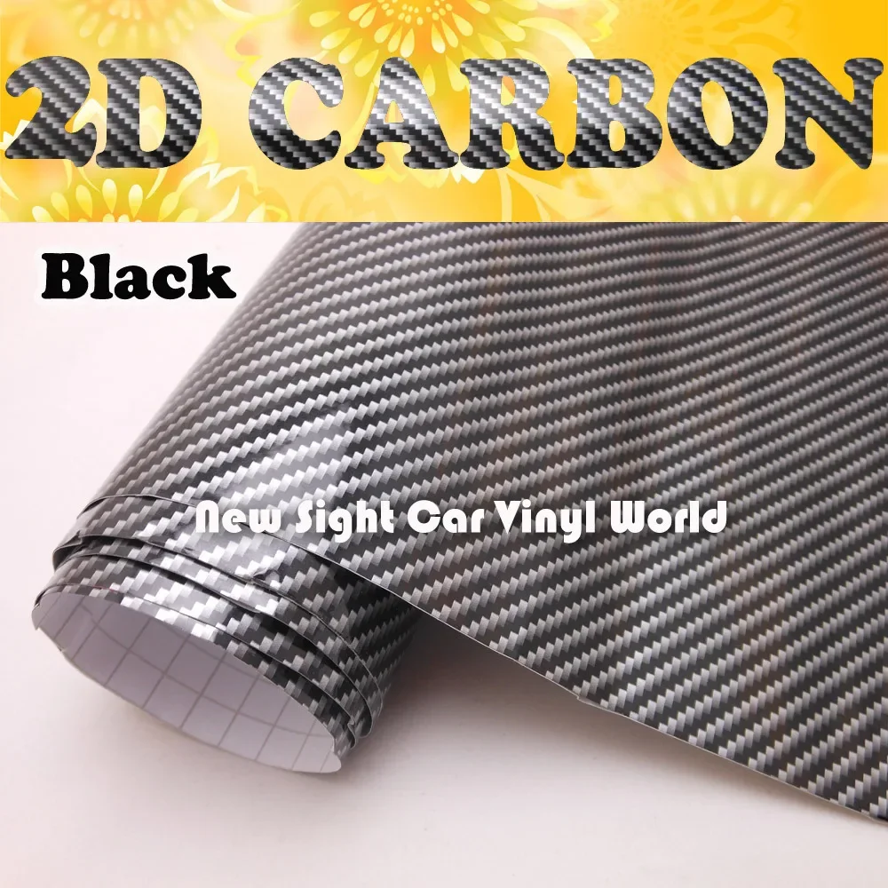 High Quality Black Glossy 2D Carbon Fiber Vinyl Air Free Bubble For Vehicle Wraps Size: 1.52*30m/Roll