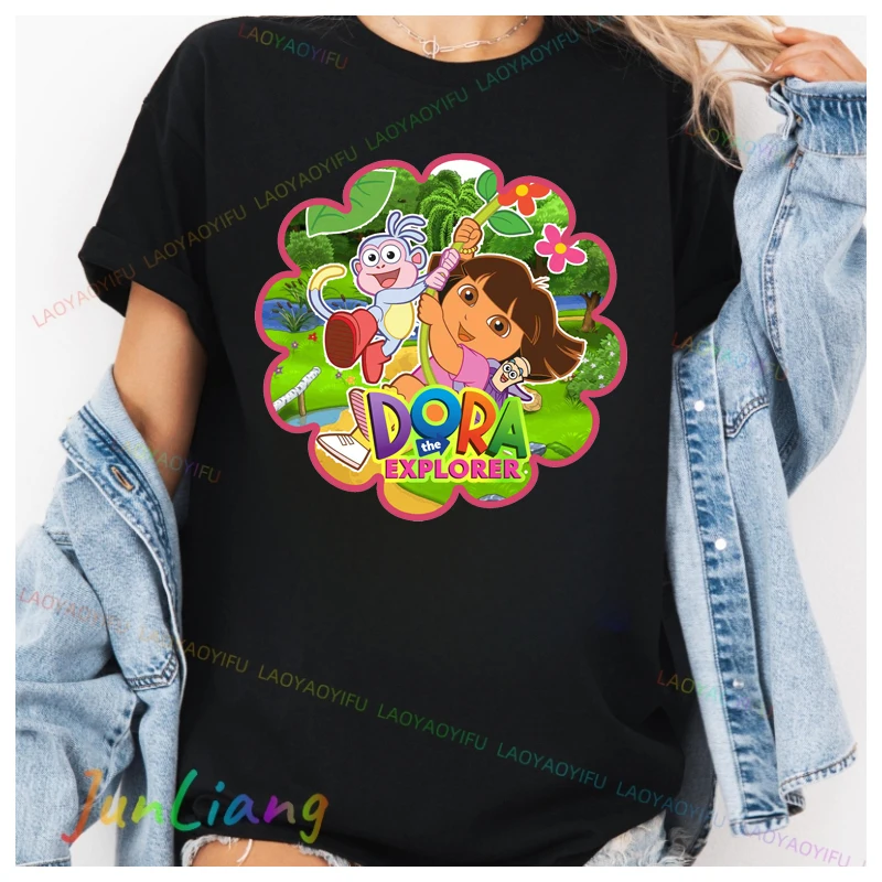 أزياء Harajuku Dora The Explorer لطيف الكرتون نمط تي شيرت للجنسين النساء الرجال تي شيرت مريح شخصية قمم #6