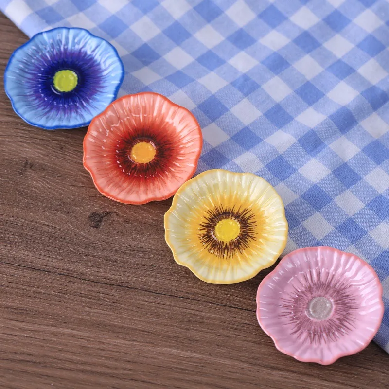 4Pcs Simulated Large Flower Dishes DIY Meal Plates Miniature Baby House Food And Play Ornaments Resin Accessories