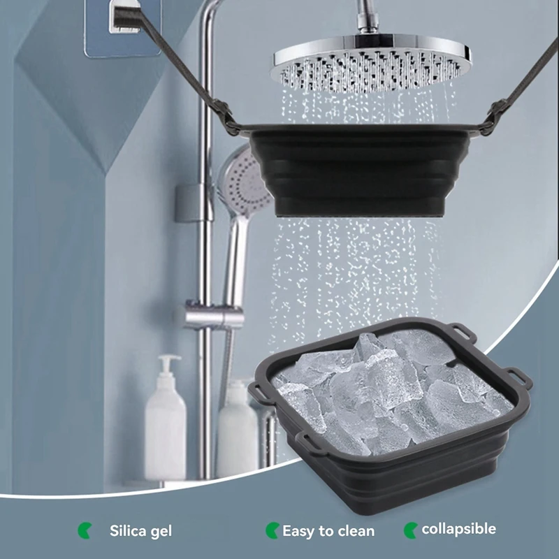 BAAG-Cubo de baño de hielo de silicona portátil, ducha de enfriamiento plegable para terapia de ducha fría