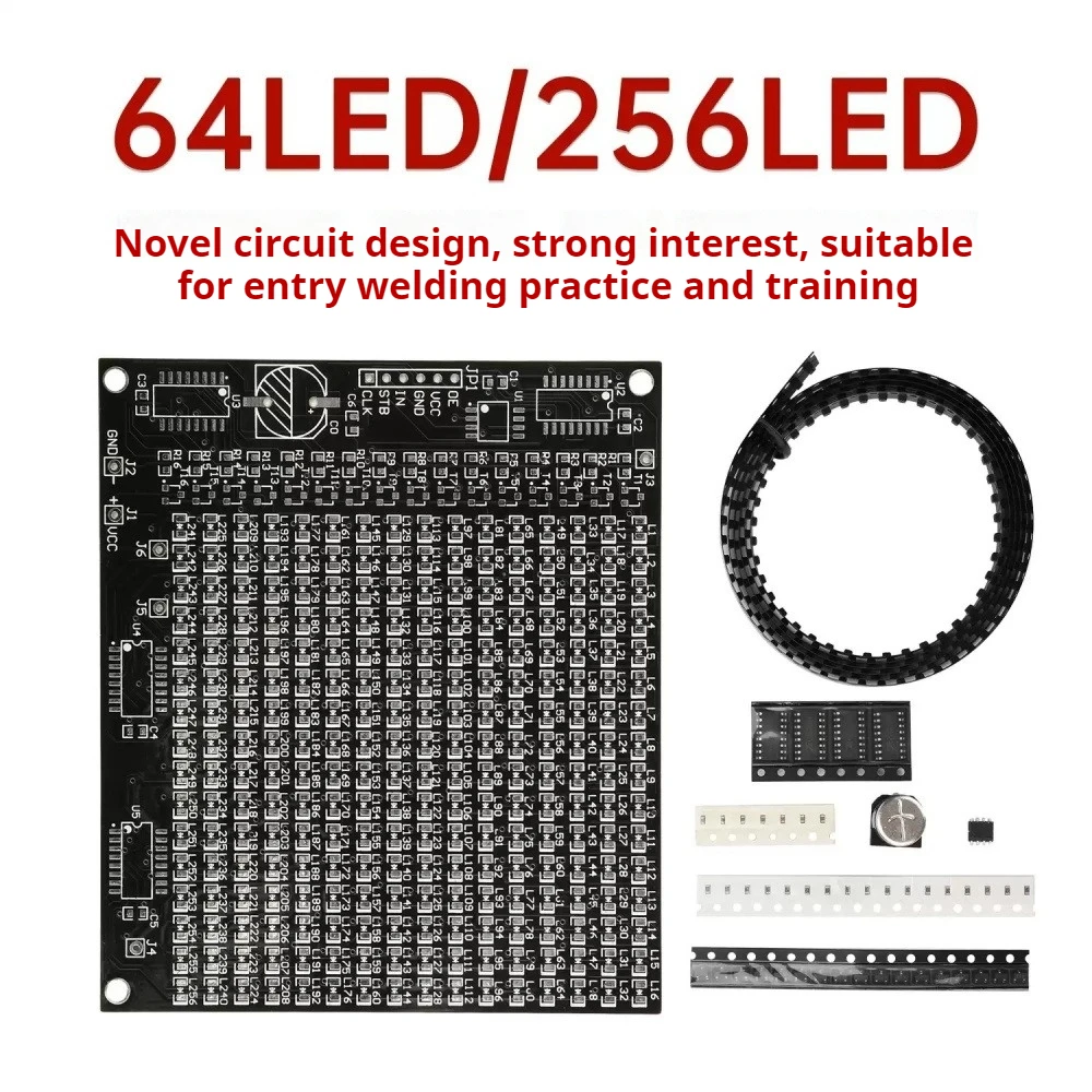 64/256 led smd matriz de pontos tela de publicidade prática de soldagem kit diy 0-9 display digital divertido kit eletrônico componente de solda