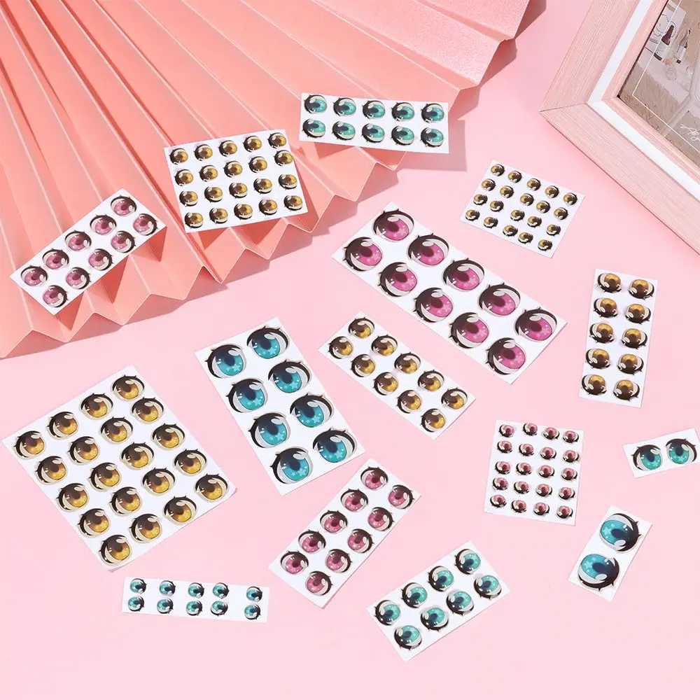 10 Pair Multi styles Decals Stars Yellow/Pink/Blue Cartoon Eyes Stickers Anime Figurine Doll Eye Chips Paper Face Organ Paster