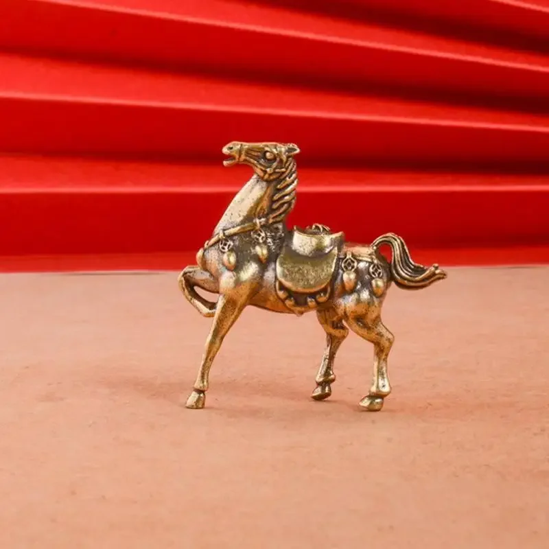Brass War Horse Small Ornament Home Desktop Decoration Retro Pure Copper Horse Crafts Copper Figurines Enthusiasts Collect