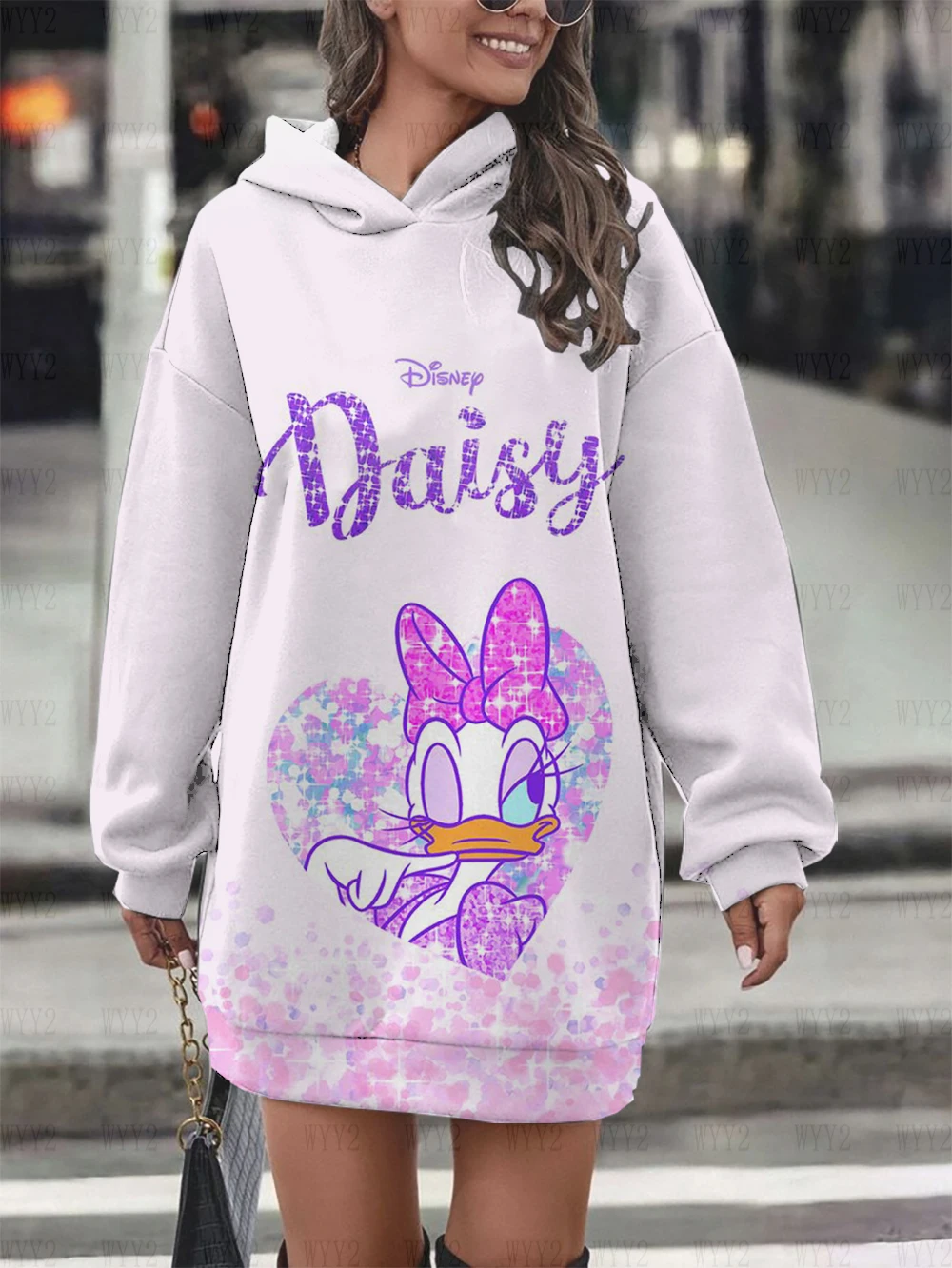 Women's Sweatshirt Casual Street Style Print Disney Donald Duck Daisy Hooded Sweatshirt Dress Simple Ladies Sweatshirt Clothing