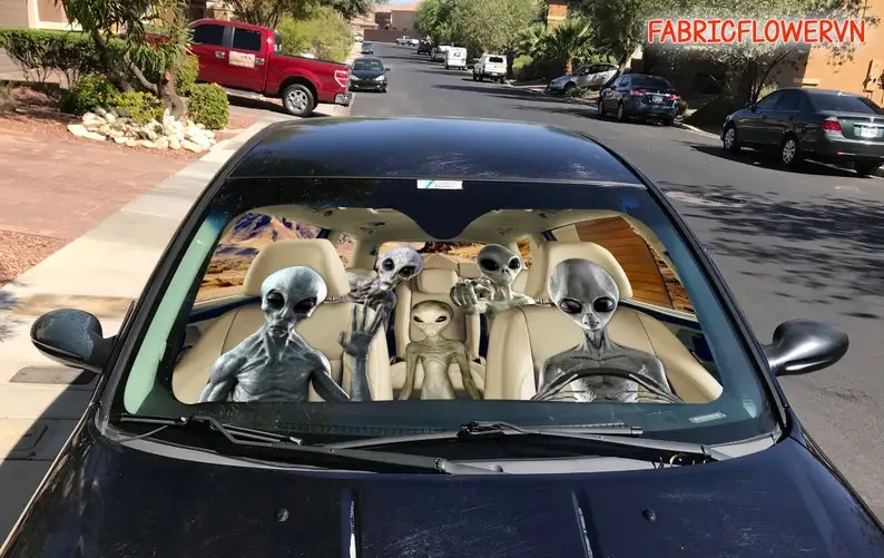 Alien Car Sunshade, Alien Car Decoration, Alien Windshield, Animal Lovers Gift, Animal Car Sunshade, Gift For Mom, Gift For Dad