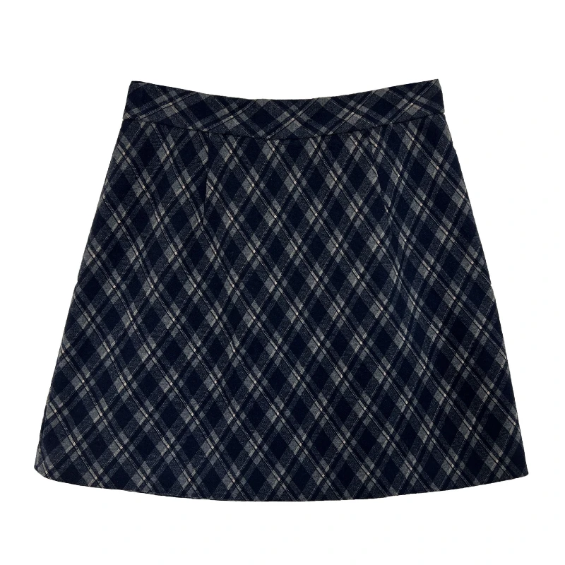 Modna spódnica wełniana w kratę z wysokim stanem w stylu uniwersyteckim na jesień 2025 dla kobiet