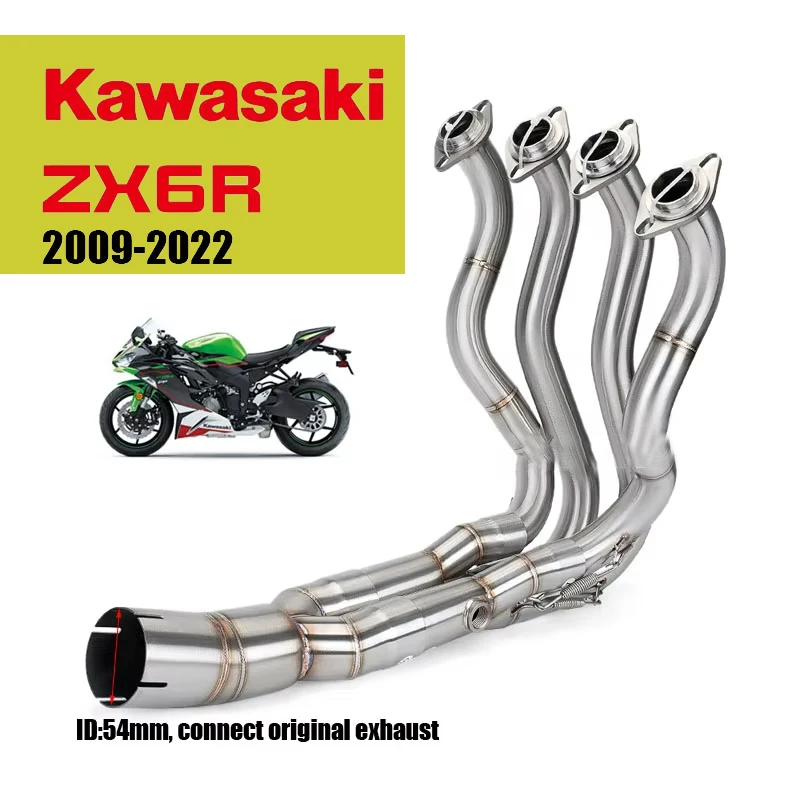 Motorrad Auspuff Original Position Header Slip Auf Vorne Mittleren Link Rohr Adapter Schalldämpfer Für Kawasaki ZX6R 2009-2022
