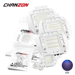 고출력 UV 보라색 LED 칩, COB 자외선 조명, 365nm 370nm 375nm 385nm 395nm 400nm 405nm 425nm, 3W 5W 10W 20W 30W 50W 100W