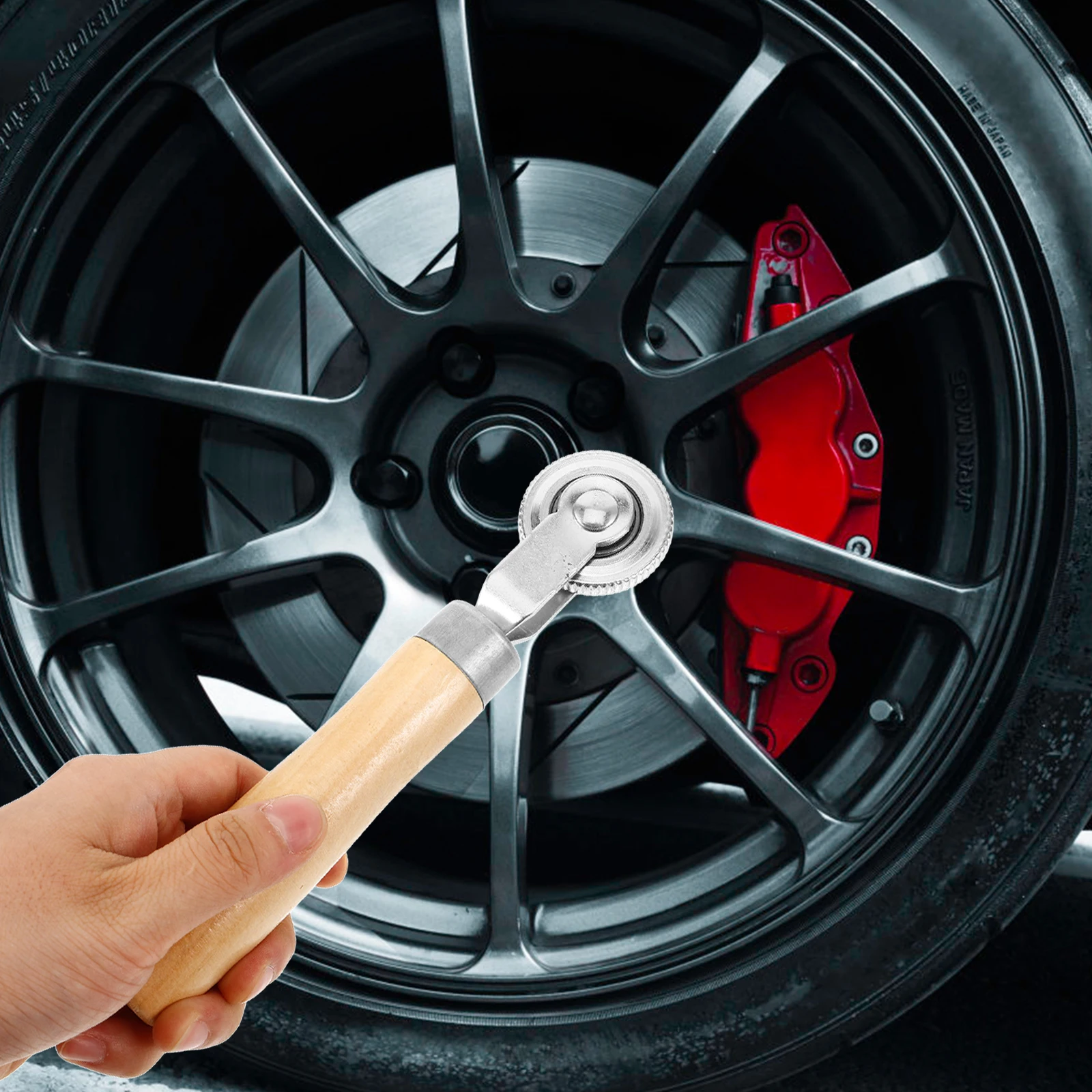 

2Pcs Car Tire Patch Roller Wooden Handle Tire Fix Tool for Motorcycle Bicycle Durable Repair Hand Roller