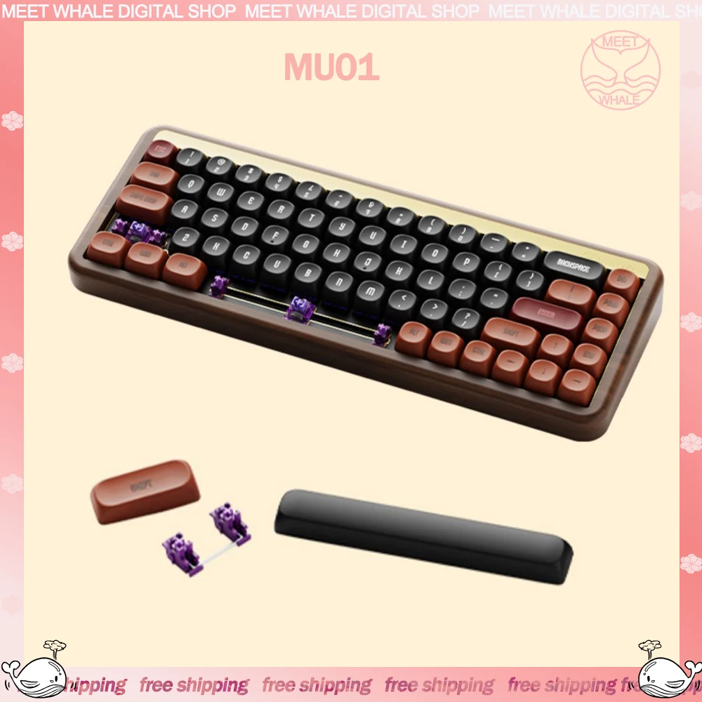 

Akko Mu01 Mechanical Gamer Keyboard 3 Mode 2.4G Wireless Bluetooth Keyboard Long Endurance Hot-Swap Custom Walnut Wood Keyboards