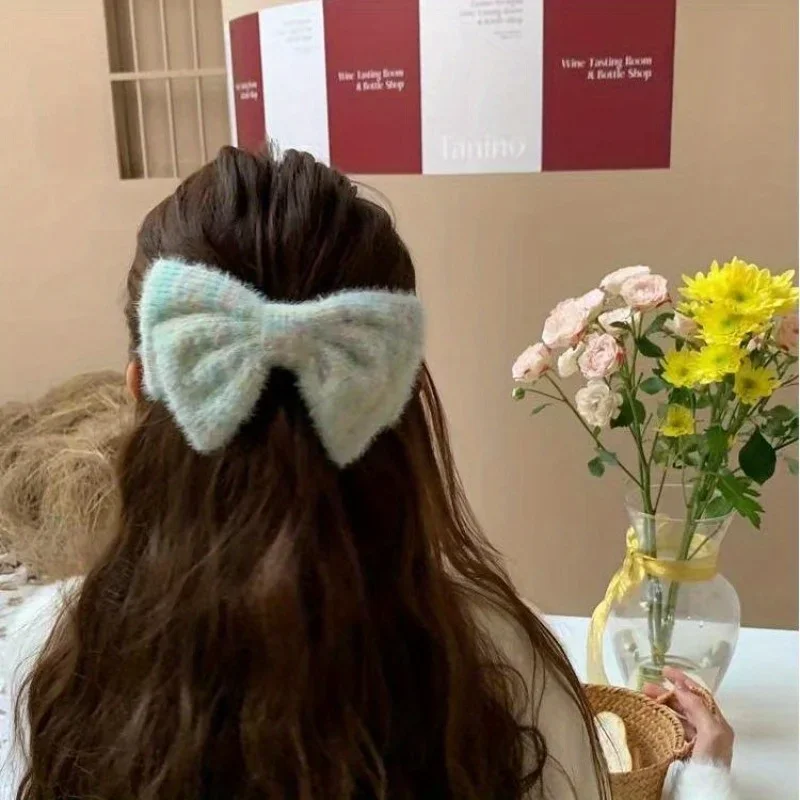 

1PC Gradient Fluffy Bow Hair Accessory Cute Knitted Sweet Style Everyday Casual Hairband