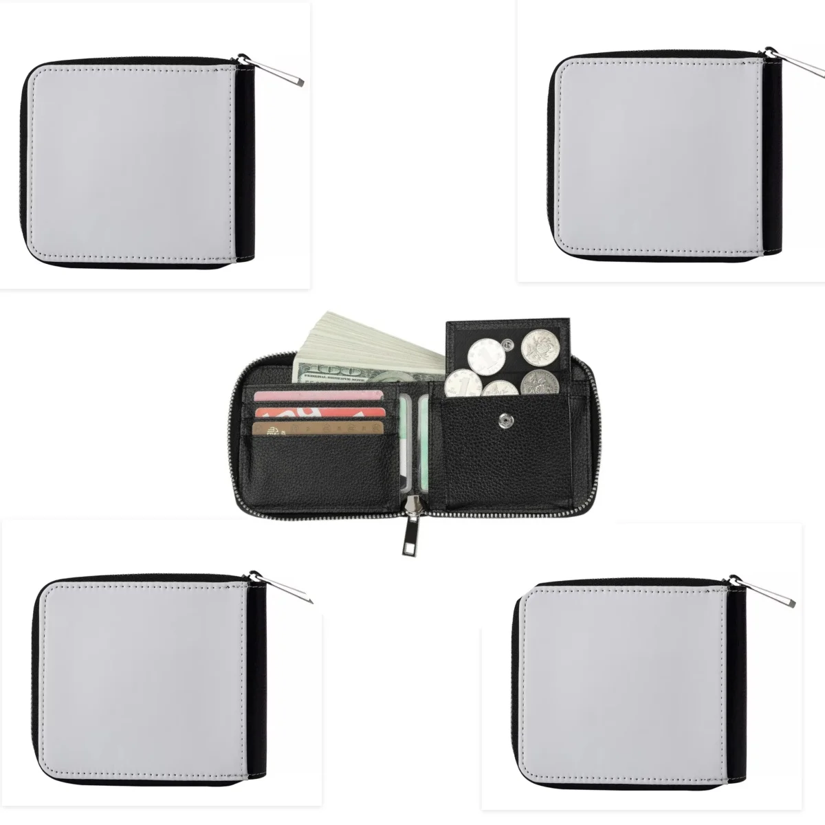 

10 Pcs Sublimation Blank Pu Leather Men Wallet Purse Bi-Fold with Coin Multi Card Bags Gift for Heat Transfer Print