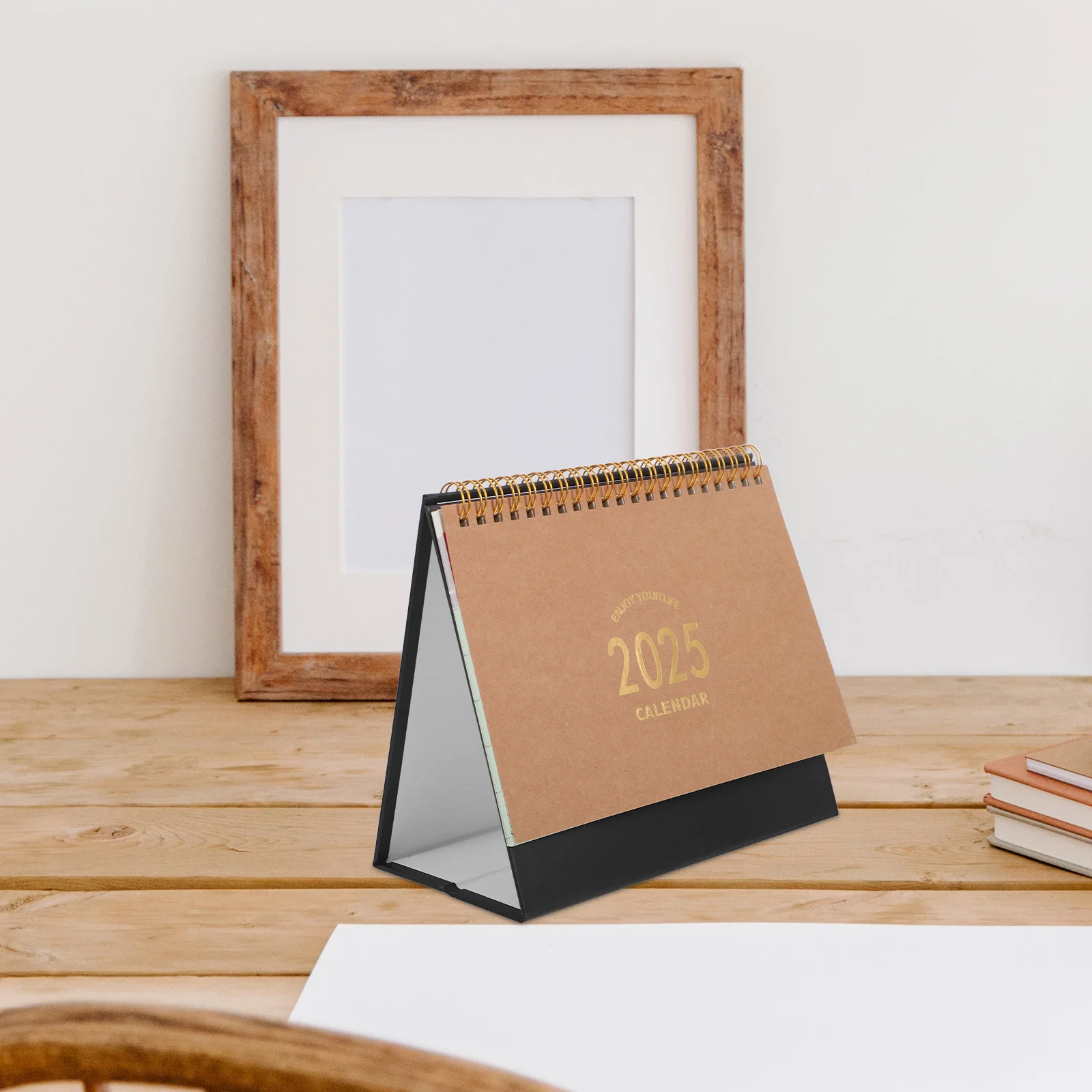 

2025 Standing Flip Desk Calendar Twin-Wire Binding Monthly Desktop Calendar Tabletop Countdown Memo Pages for Office Home School