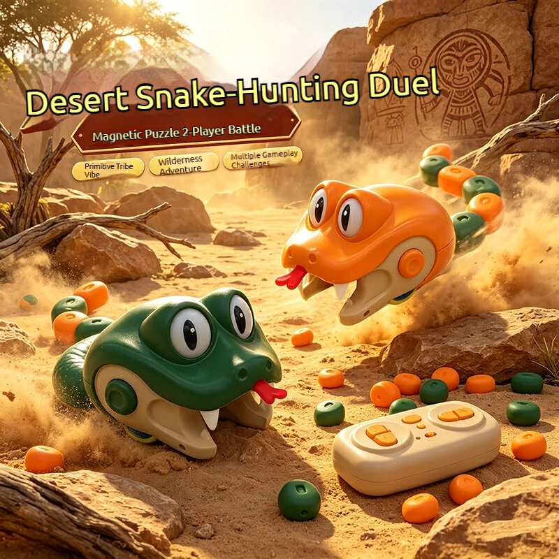 Magnetic Gluttonous Snake Electric Remote Control Toy Moving Glowing Eyes Adjustable Gear Magnetic Swallowing Interactive Game