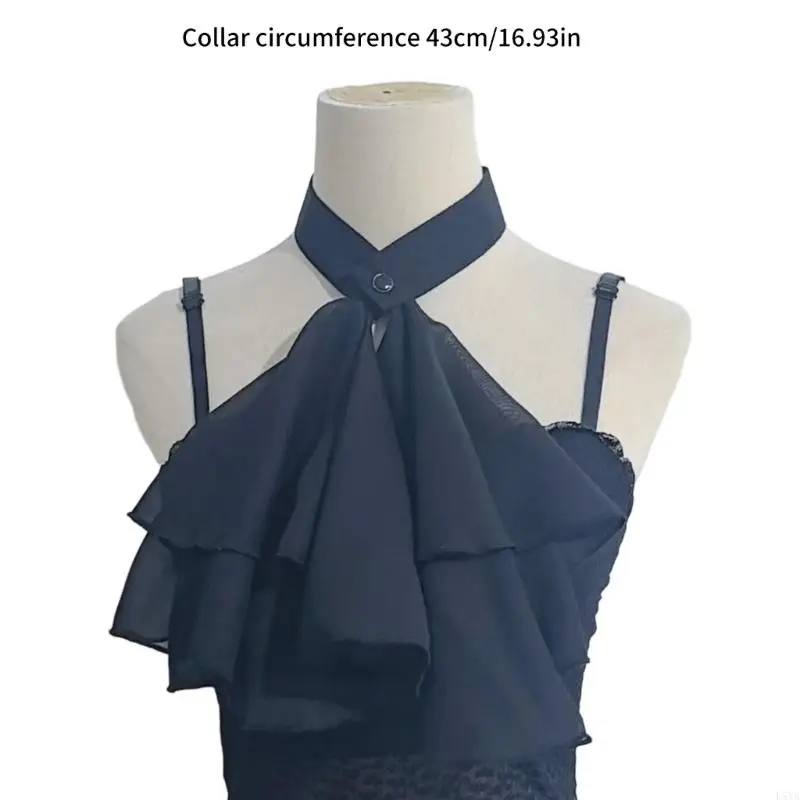 L5YA ربطة عنق شيفون أنيقة متدرجة كشكش ربطة عنق جابوت للنساء ربطة عنق جابوت أنيقة للحدث التاريخي تحت عنوان #6