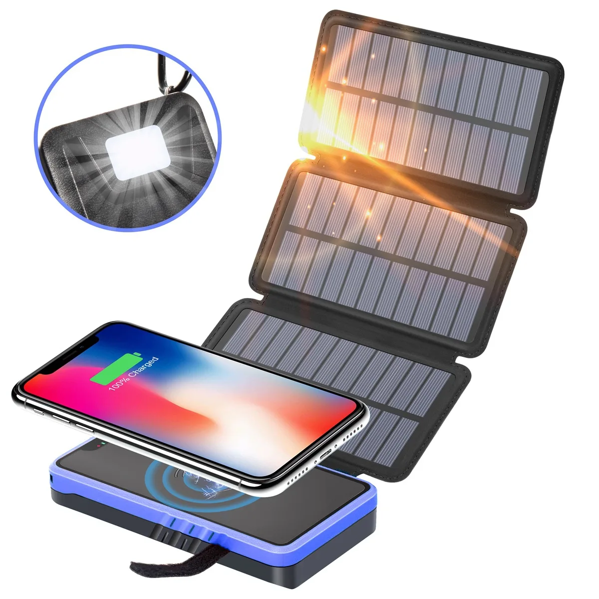 

Solar Charger Power Bank 20000mAh Foldable Wireless Charging External Battery Powerbank for Samsung S22 iPhone Charger Poverbank