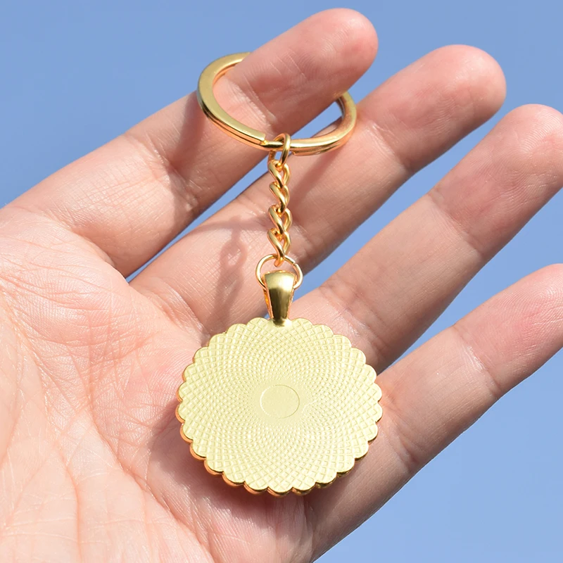Esspoc Religion Keychain Charms Crystal Jewelry Hinduism God Brahma Shiva Cabochon Glass Gold Silver Color Plated Accessory image 5