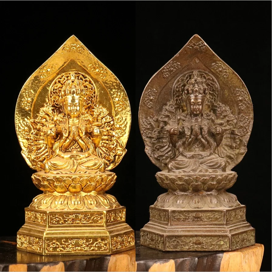 Thousand handed Guanyin Bodhisattva Statue Bodhisattva Sculpture Brass Decoration Buddha Statue Indoor Collection Statue