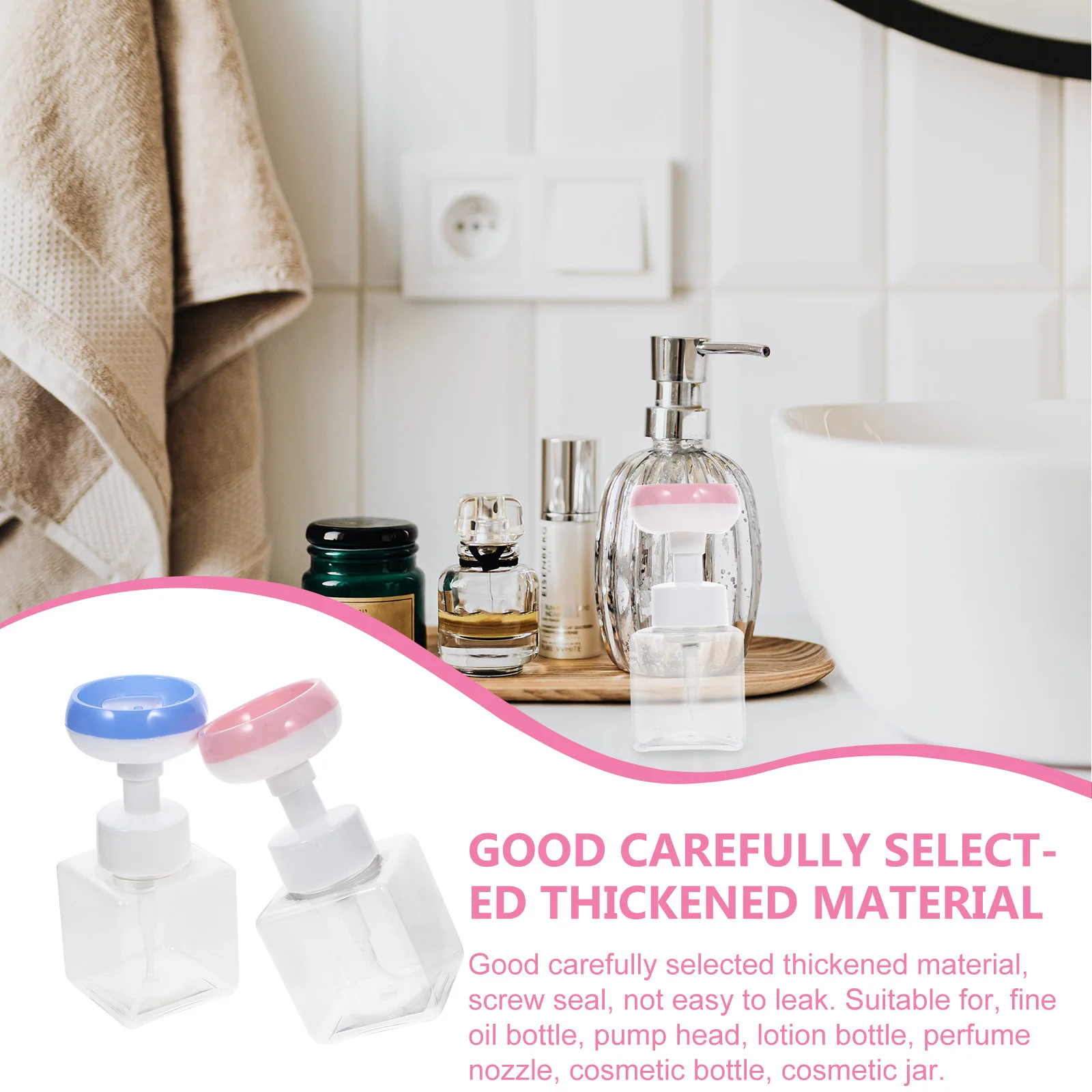

2pcs 250ML Press Type Foaming Soap Dispenser Bottles Transparent Flower Foam Pump Easy Carry Travel Shower Hand