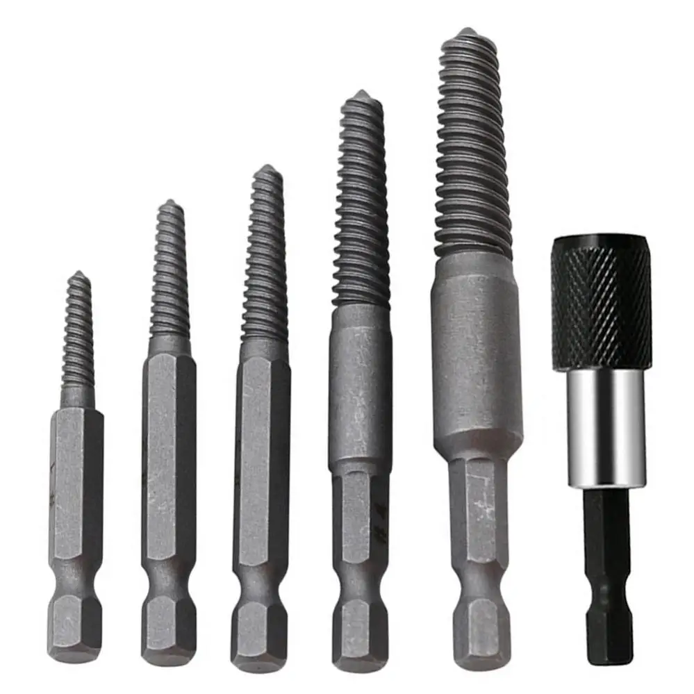 6pcs Broken Screw Remover Drill Bits Hex Shank Screw Extracter Tool for Damaged Screw Sliding Teeth Screw Broken Screw Removerer