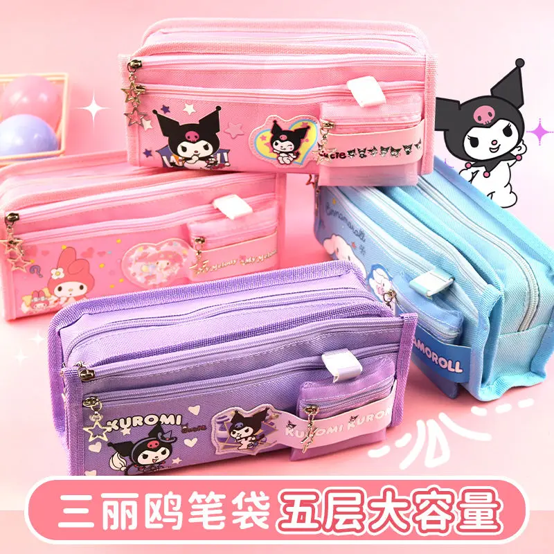 Imagem -02 - Sanrio Kuromi Pencil Bolsa para Meninas da Escola Primária Lápis Case Canela Dog Papelaria Belt