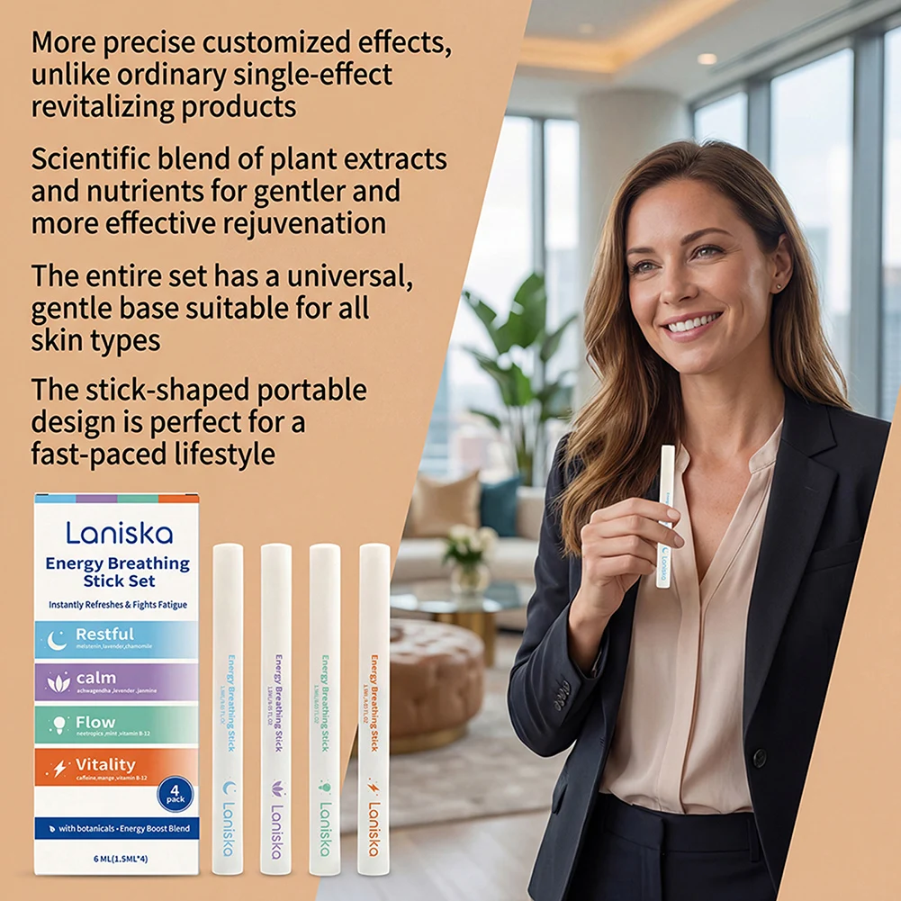 All-Natural Diffusers Pen 4 In 1 Melatonin Caffeine Calm Focus-Diffusers Fast-Acting Refreshing Reset Calm Energy Blends 4/12pcs