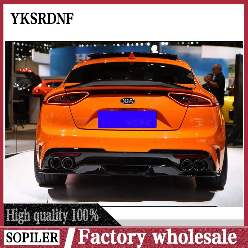 Use for KIA K8 Stinger Spoiler Real Glossy Carbon Fiber Rear Wing R Style Sport Accessories Body Kit Stinger Rear Spoiler 14-19