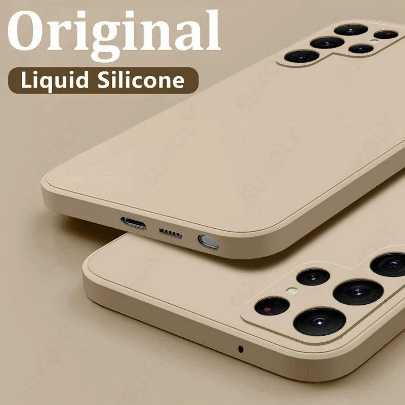 Case Voor Samsung Galaxy S24 S23 S22 S25 Ultra S24 FE A56 A55 A53 A54 A16 A17 5G S25 Rand Schokbestendig Vloeibare Siliconen Telefoon Cover