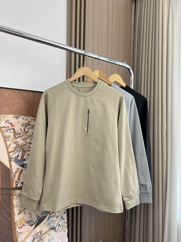 Outdoor Laser Drill Men's Long Sleeve T-Shirt Quick Dry Moisture Wicking Elastic Casual Sportswear Youth Fashion Autumn Wear