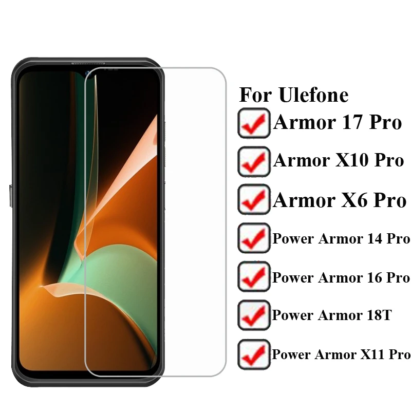 

2-1PC Tempered Glass For Ulefone Armor 17 X10 X6 Pro Protective Glass For Ulefone Power Armor 19 X11 14 18T Screen Protector